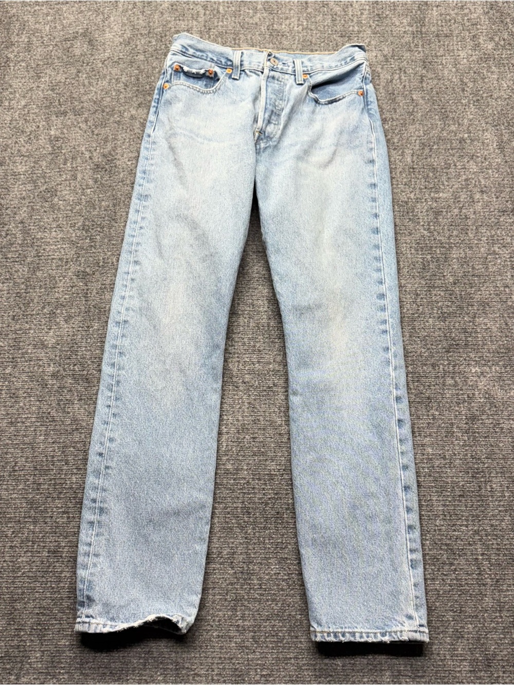 Levis Premium 501 Jeans Womens 28x30 Blue Straight Button Fly Big E 100% Cotton